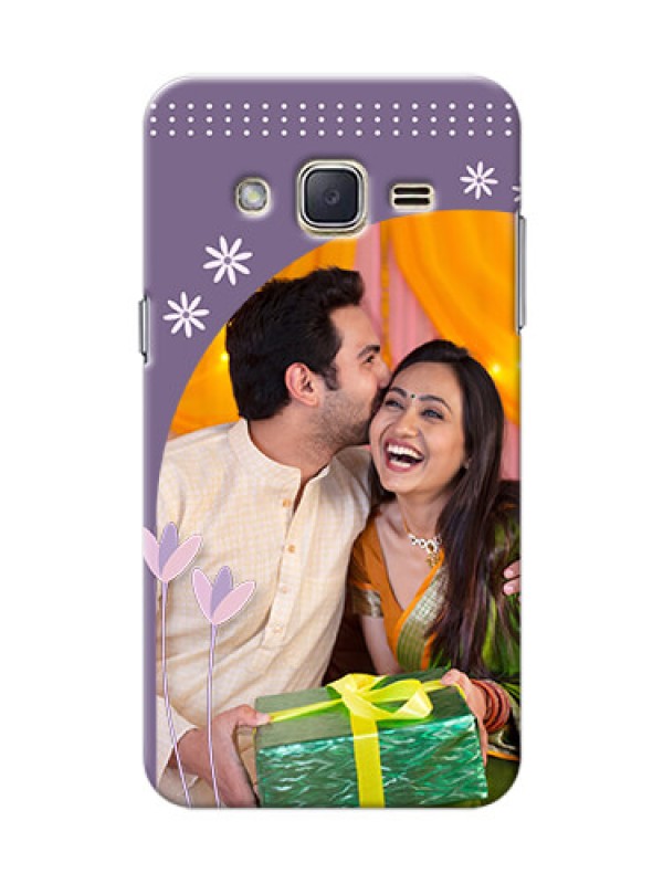 Custom Samsung Galaxy J2 (2015) lavender background with flower sprinkles Design