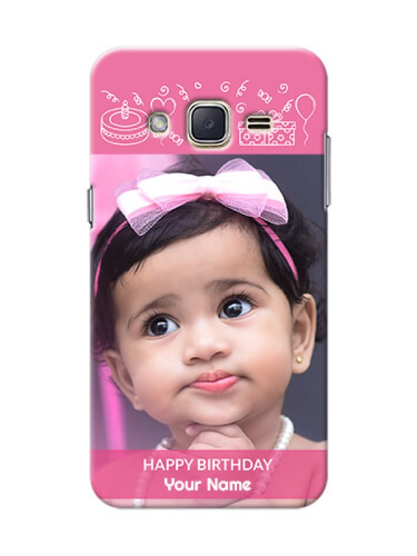 Custom Samsung Galaxy J2 (2015) plain birthday line arts Design