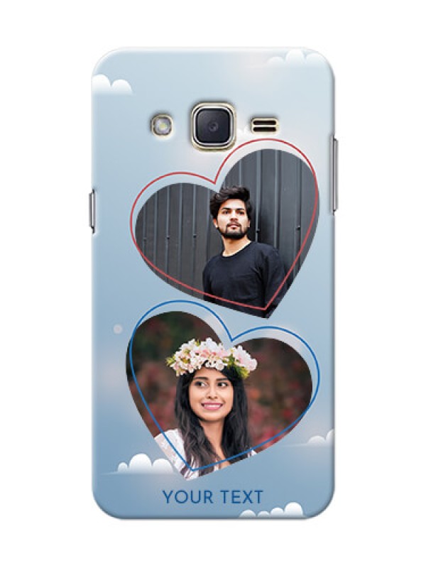 Custom Samsung Galaxy J2 (2015) couple heart frames with sky backdrop Design