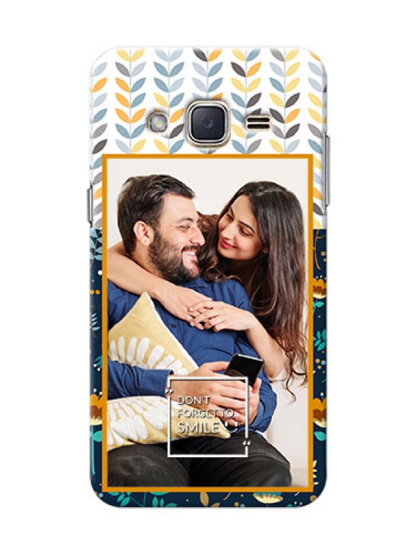 Custom Samsung Galaxy J2 (2015) seamless and floral pattern design with smile quote Design