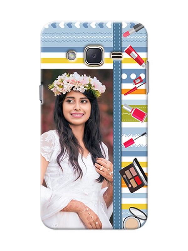 Custom Samsung Galaxy J2 (2015) hand drawn backdrop with makeup icons Design