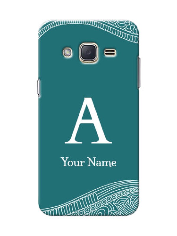 Custom Galaxy J2 (2015) Mobile Back Covers: line art pattern with custom name Design