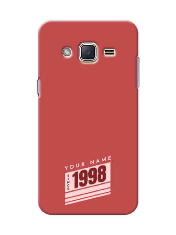 Custom Galaxy J2 (2015) Phone Back Covers: Red custom year of birth Design