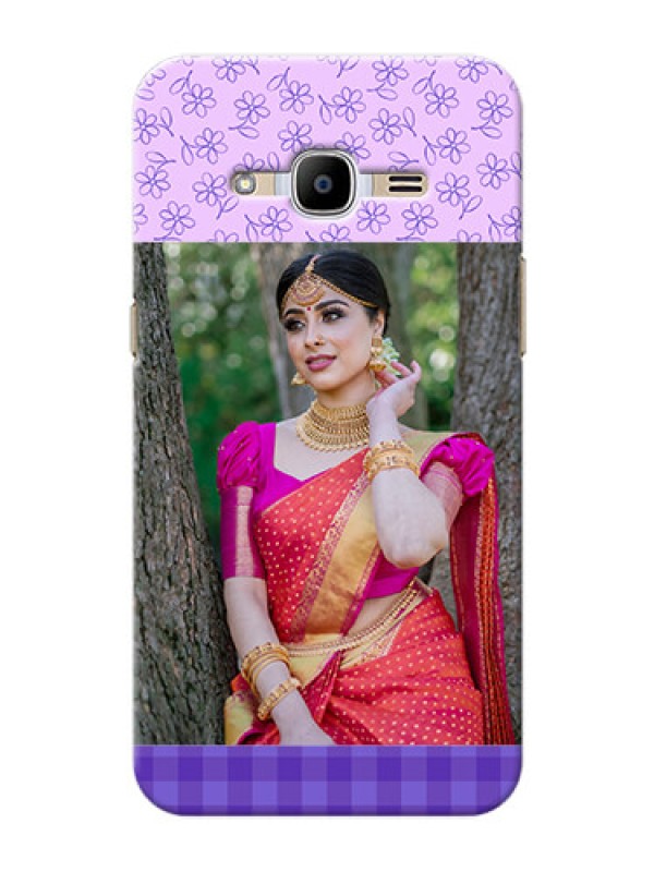 Custom Samsung Galaxy J2 (2016) Floral Design Purple Pattern Mobile Cover Design