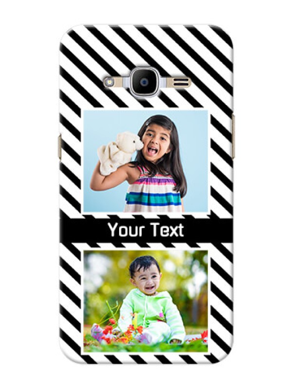 Custom Samsung Galaxy J2 (2016) 2 image holder with black and white stripes Design