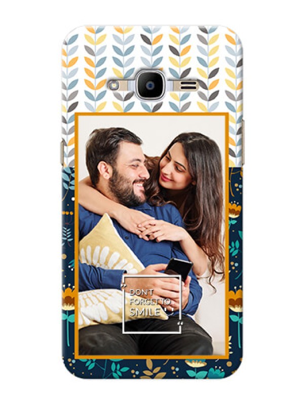 Custom Samsung Galaxy J2 (2016) seamless and floral pattern design with smile quote Design
