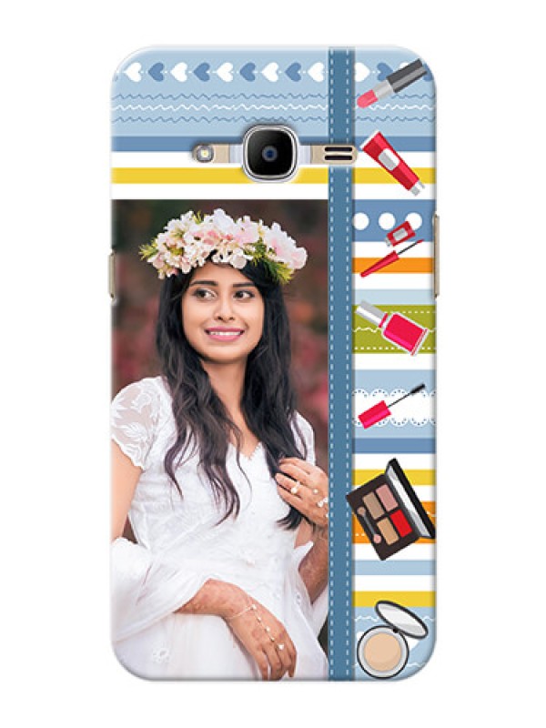 Custom Samsung Galaxy J2 (2016) hand drawn backdrop with makeup icons Design