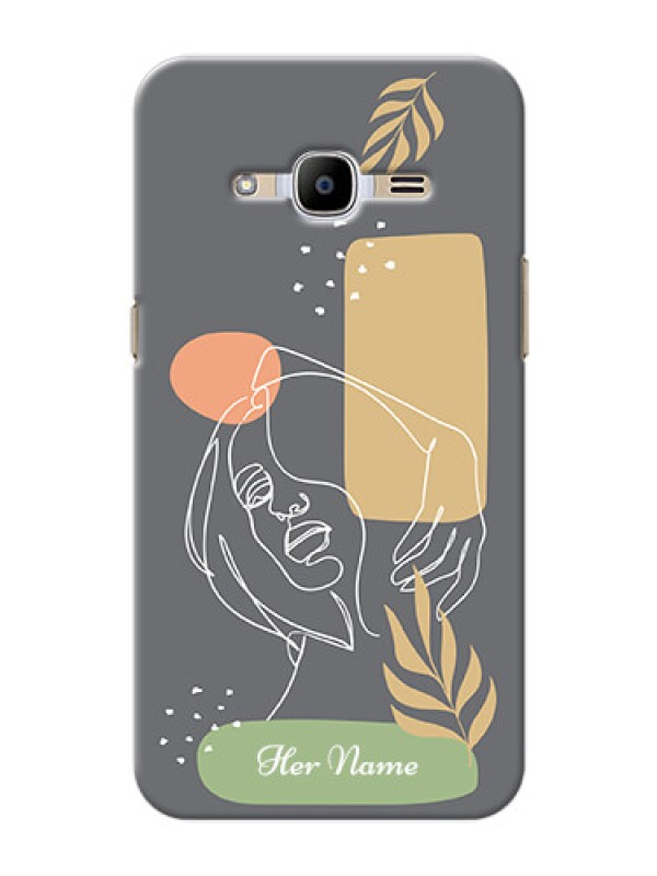 Custom Galaxy J2 (2016) Phone Back Covers: Gazing Woman line art Design