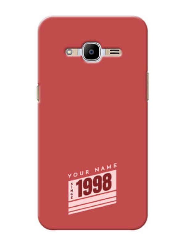 Custom Galaxy J2 (2016) Phone Back Covers: Red custom year of birth Design