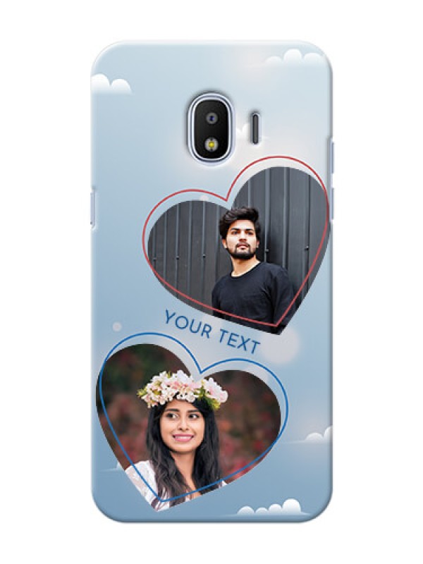 Custom Samsung Galaxy J2 2018 couple heart frames with sky backdrop Design
