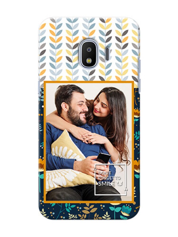 Custom Samsung Galaxy J2 2018 seamless and floral pattern design with smile quote Design
