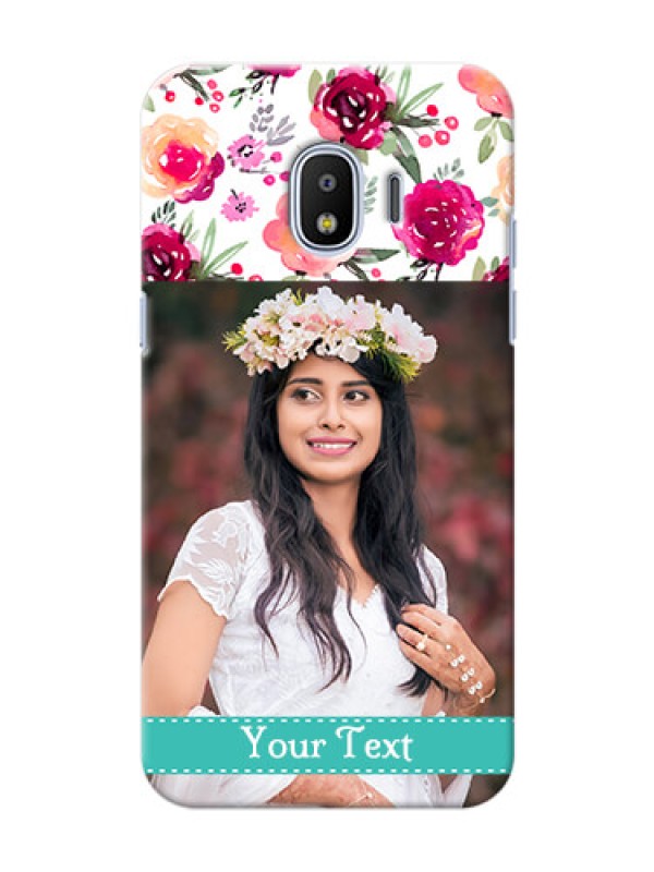 Custom Samsung Galaxy J2 2018 watercolour floral design with retro lines pattern Design