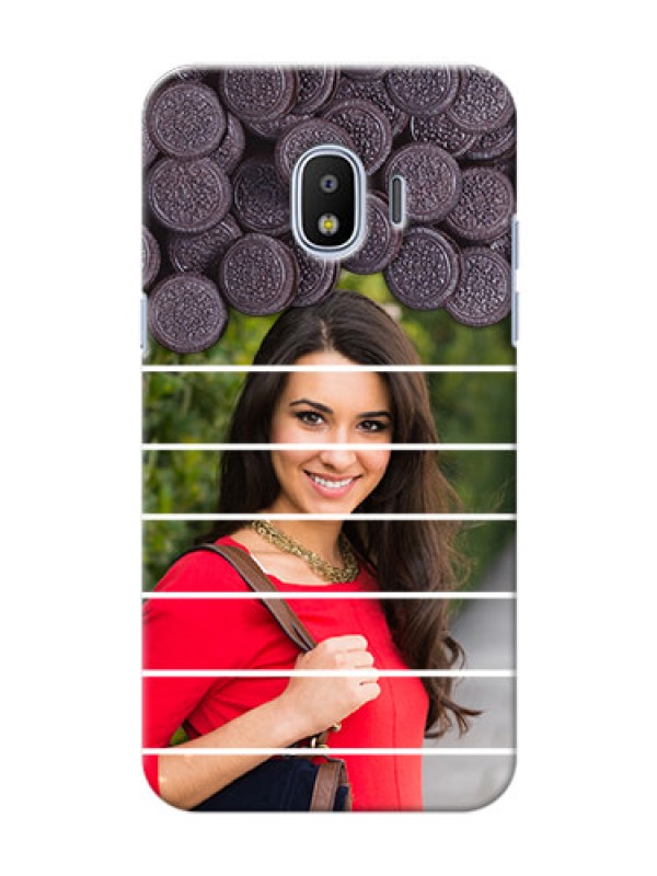 Custom Samsung Galaxy J2 2018 oreo biscuit pattern with white stripes Design