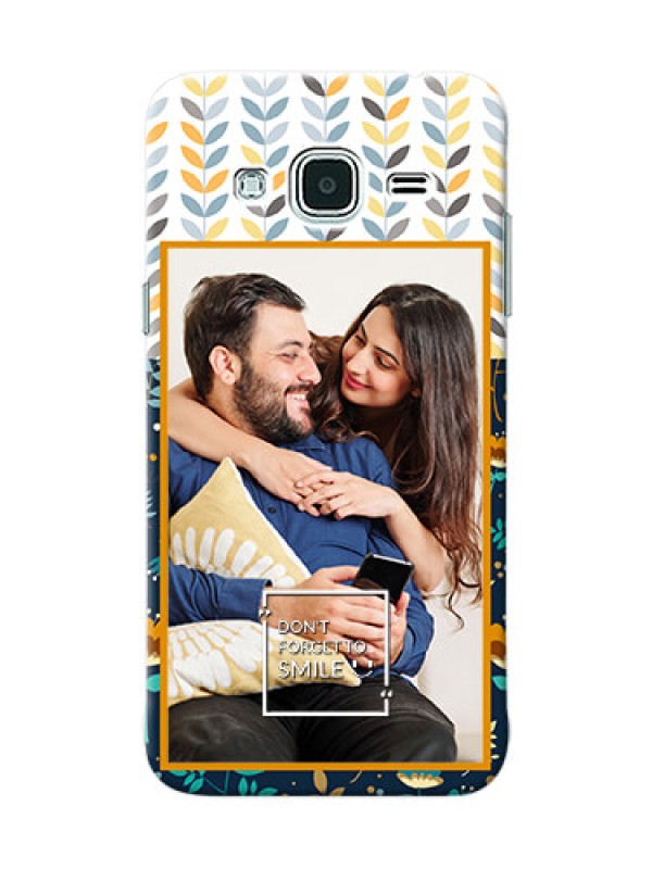Custom Samsung Galaxy J3 seamless and floral pattern design with smile quote Design
