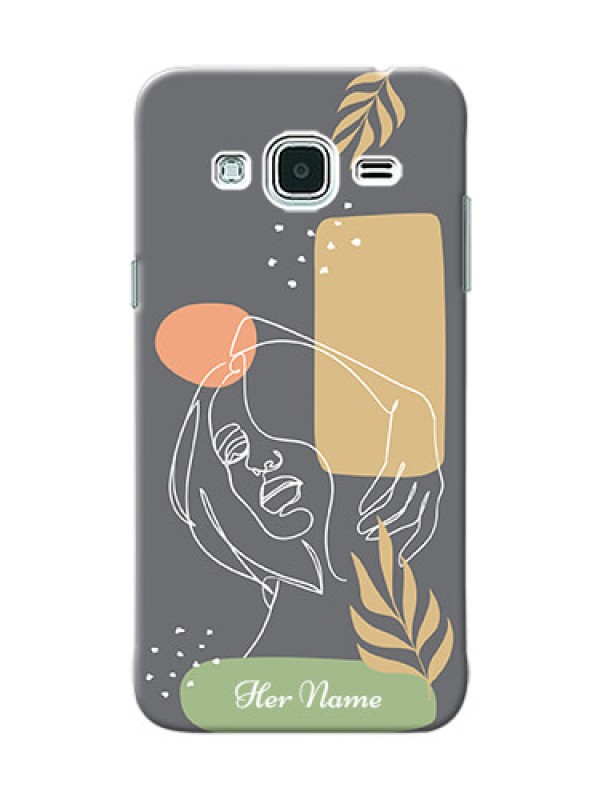 Custom Galaxy J3 Phone Back Covers: Gazing Woman line art Design