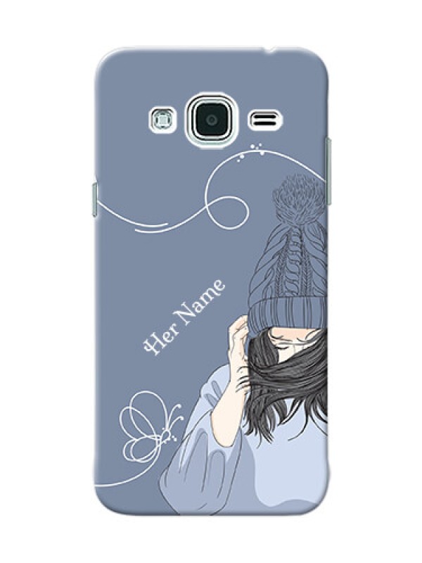Custom Galaxy J3 Custom Mobile Case with Girl in winter outfit Design