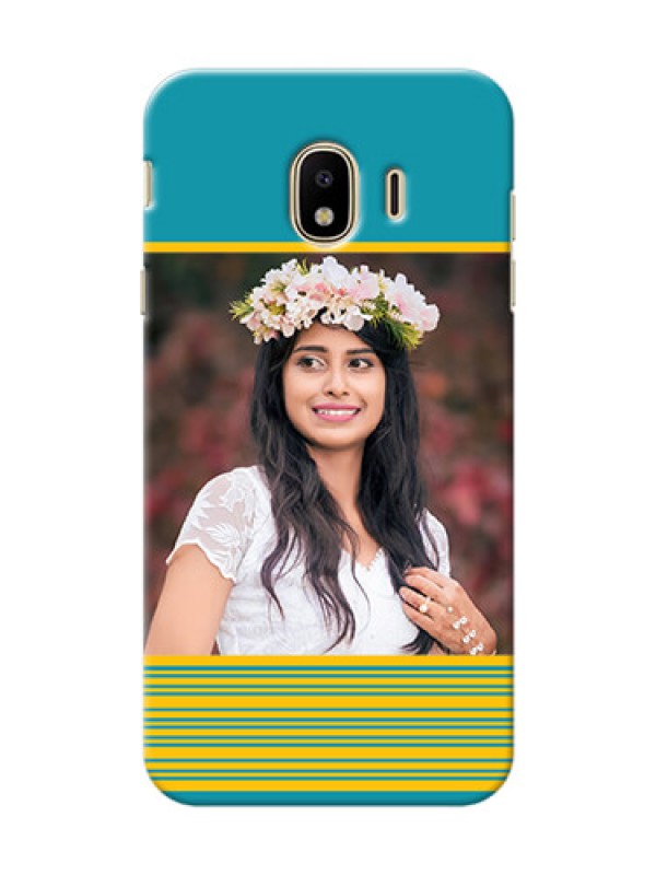 Custom Samsung Galaxy J4 (2018) Yellow And Blue Pattern Mobile Case Design
