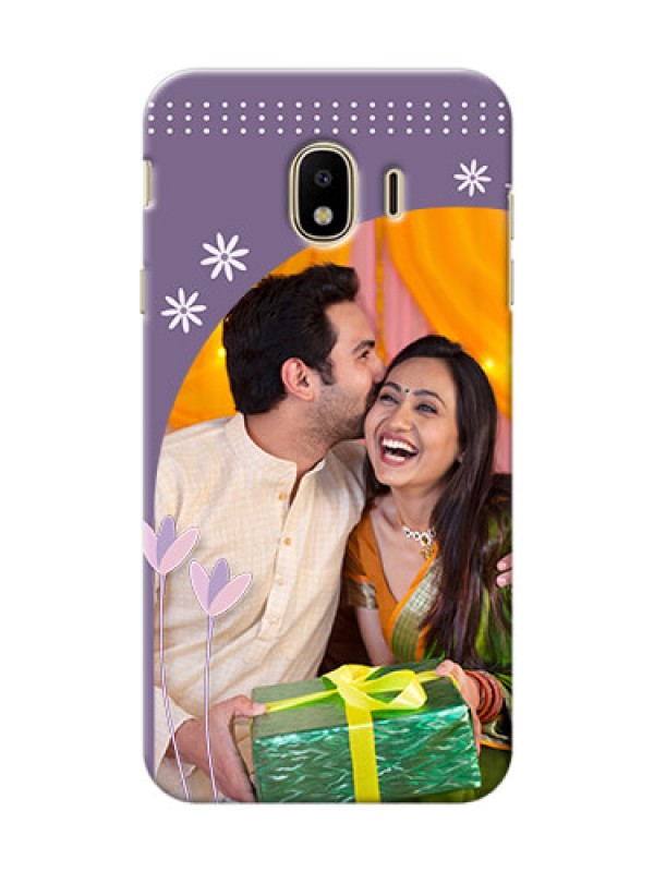Custom Samsung Galaxy J4 (2018) lavender background with flower sprinkles Design
