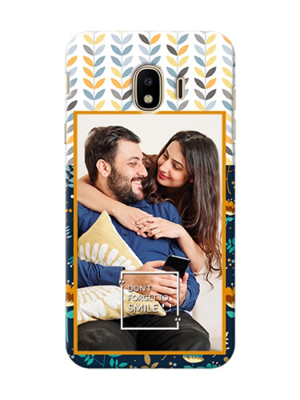 Custom Samsung Galaxy J4 (2018) seamless and floral pattern with smile quote Design