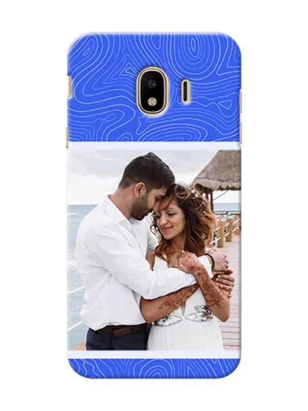 Custom Galaxy J4 (2018) Mobile Back Covers: Curved line art with blue and white Design