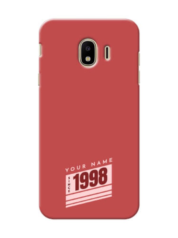 Custom Galaxy J4 (2018) Phone Back Covers: Red custom year of birth Design
