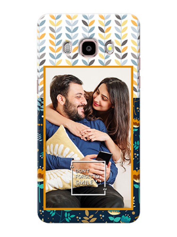 Custom Samsung Galaxy J5 (2016) seamless and floral pattern design with smile quote Design