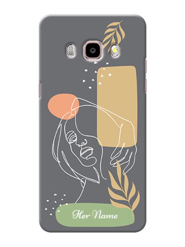 Custom Galaxy J5 (2016) Phone Back Covers: Gazing Woman line art Design