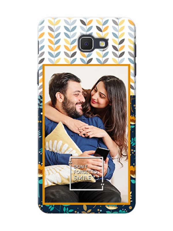 Custom Samsung Galaxy J5 Prime seamless and floral pattern design with smile quote Design