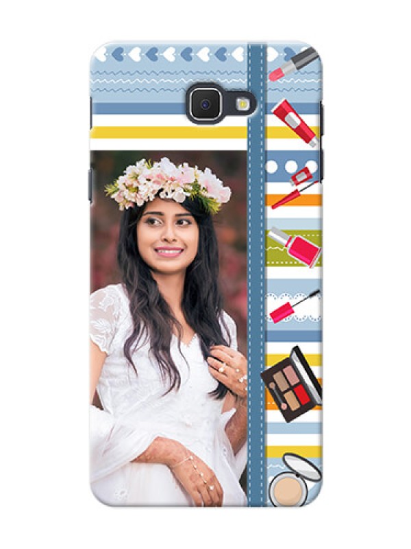Custom Samsung Galaxy J5 Prime hand drawn backdrop with makeup icons Design