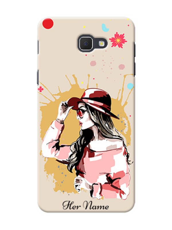 Custom Galaxy J5 Prime Back Covers: Women with pink hat  Design