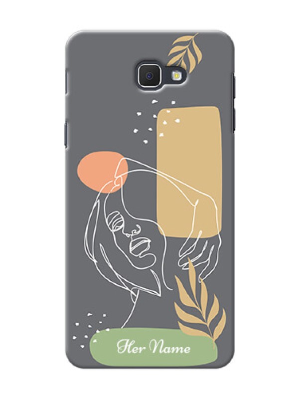 Custom Galaxy J5 Prime Phone Back Covers: Gazing Woman line art Design