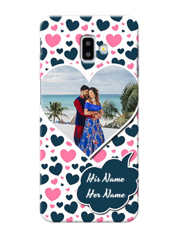 Custom Samsung Galaxy J6 Plus Mobile Covers Online: Pink & Blue Heart Design