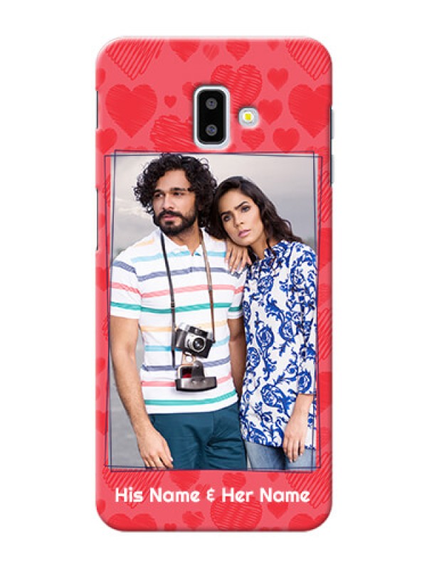 Custom Samsung Galaxy J6 Plus Mobile Back Covers: with Red Heart Symbols Design