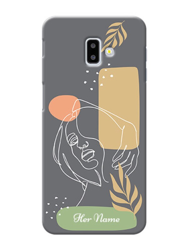 Custom Galaxy J6 Plus Phone Back Covers: Gazing Woman line art Design