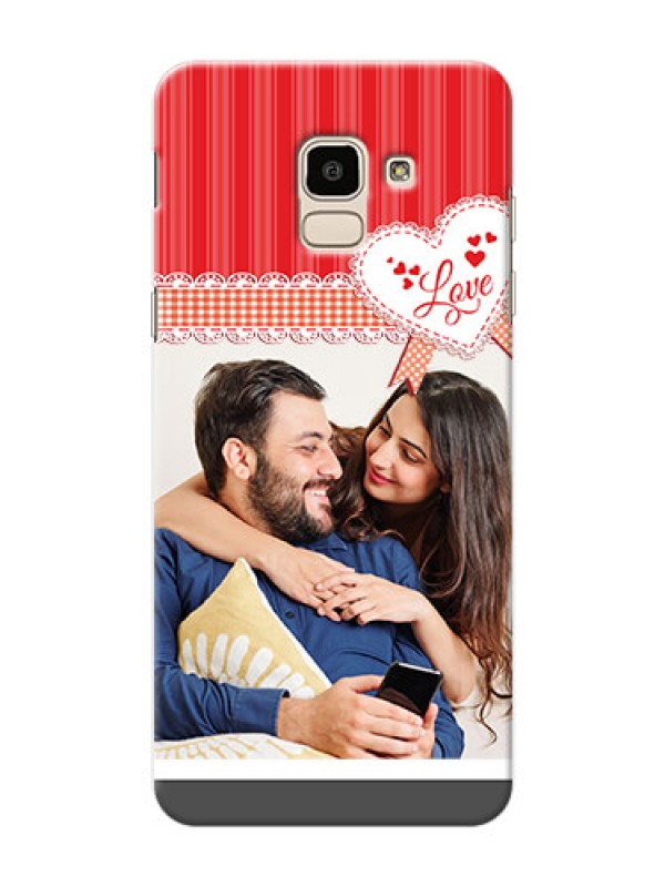 Custom Samsung Galaxy J6 Red Pattern Mobile Cover Design