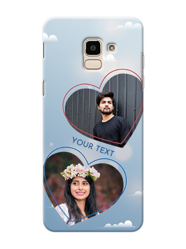 Custom Samsung Galaxy J6 couple heart frames with sky backdrop Design
