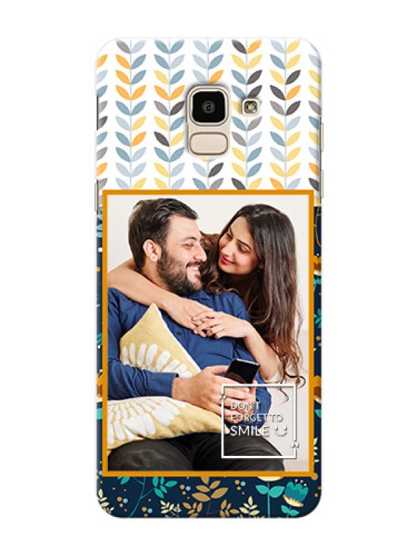 Custom Samsung Galaxy J6 seamless and floral pattern design with smile quote Design