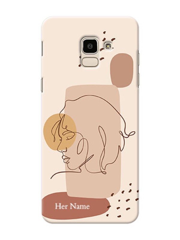 Custom Galaxy J6 Custom Phone Covers: Calm Woman line art Design