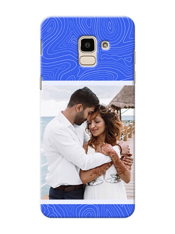 Custom Galaxy J6 Mobile Back Covers: Curved line art with blue and white Design