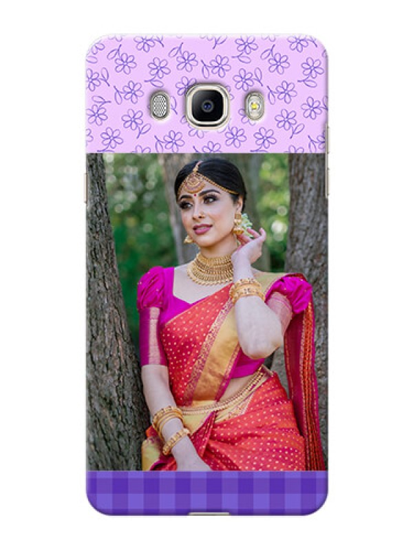 Custom Samsung Galaxy J7 (2016) Floral Design Purple Pattern Mobile Cover Design