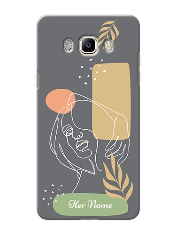 Custom Galaxy J7 (2016) Phone Back Covers: Gazing Woman line art Design