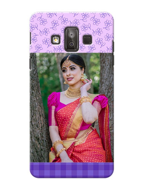 Custom Samsung Galaxy J7 Duo Floral Design Purple Pattern Mobile Cover Design