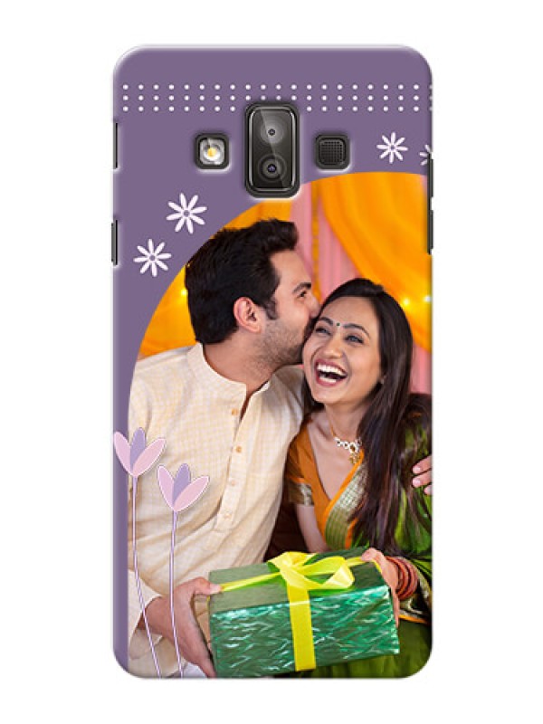 Custom Samsung Galaxy J7 Duo lavender background with flower sprinkles Design