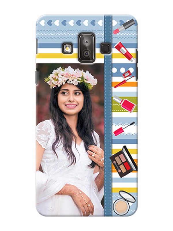 Custom Samsung Galaxy J7 Duo hand drawn backdrop with makeup icons Design