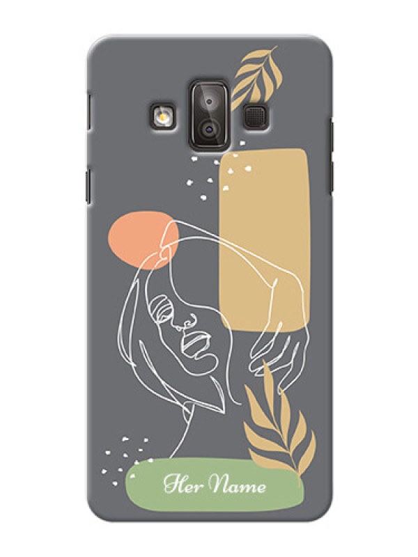 Custom Galaxy J7 Duo Phone Back Covers: Gazing Woman line art Design