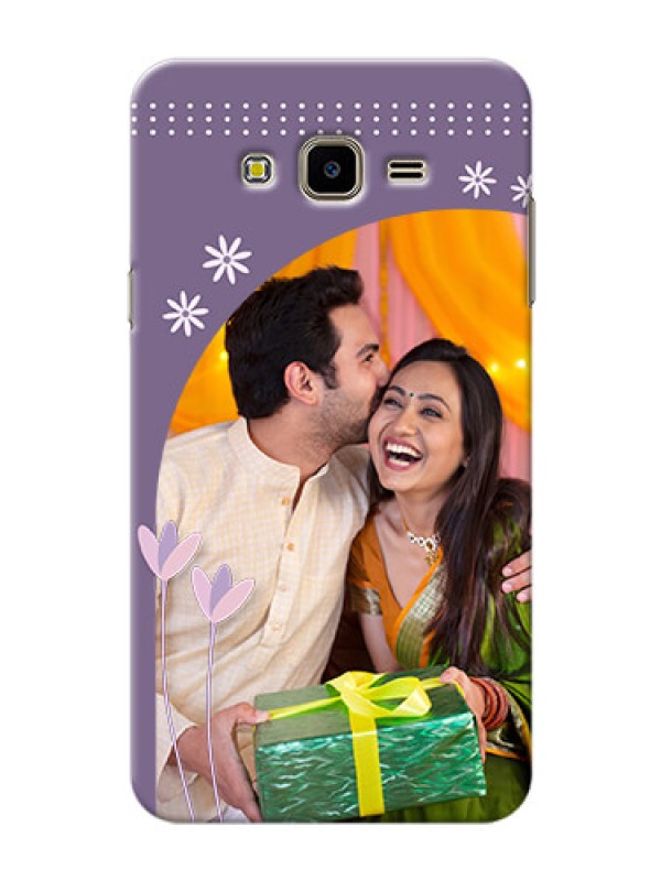 Custom Samsung Galaxy J7 Nxt lavender background with flower sprinkles Design