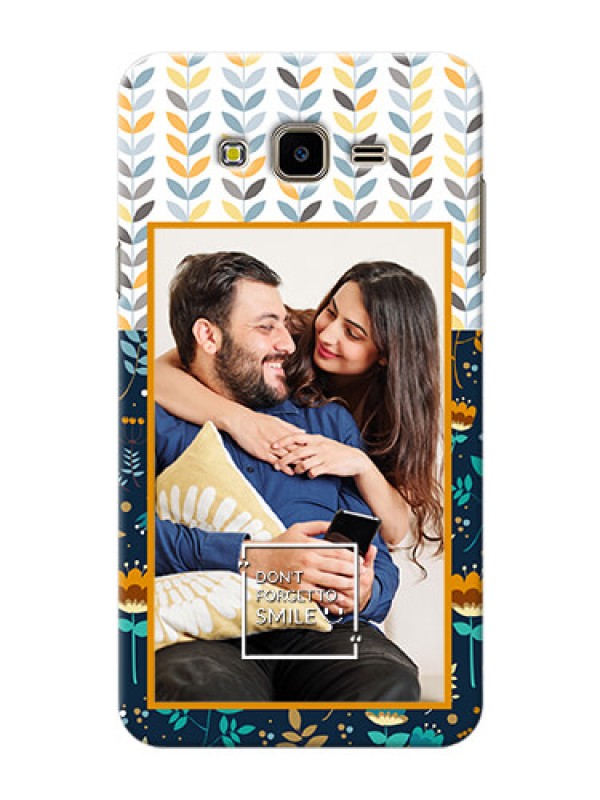 Custom Samsung Galaxy J7 Nxt seamless and floral pattern design with smile quote Design