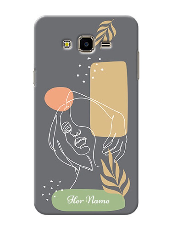 Custom Galaxy J7 Nxt Phone Back Covers: Gazing Woman line art Design