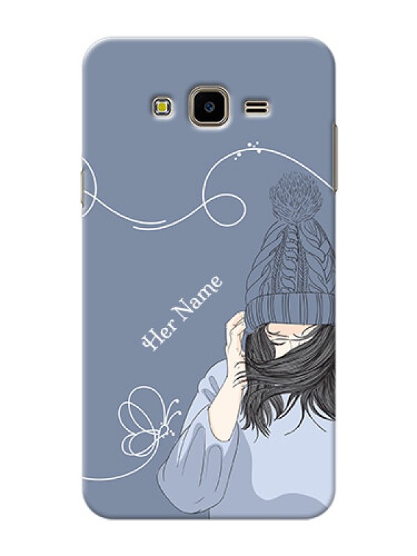 Custom Galaxy J7 Nxt Custom Mobile Case with Girl in winter outfit Design