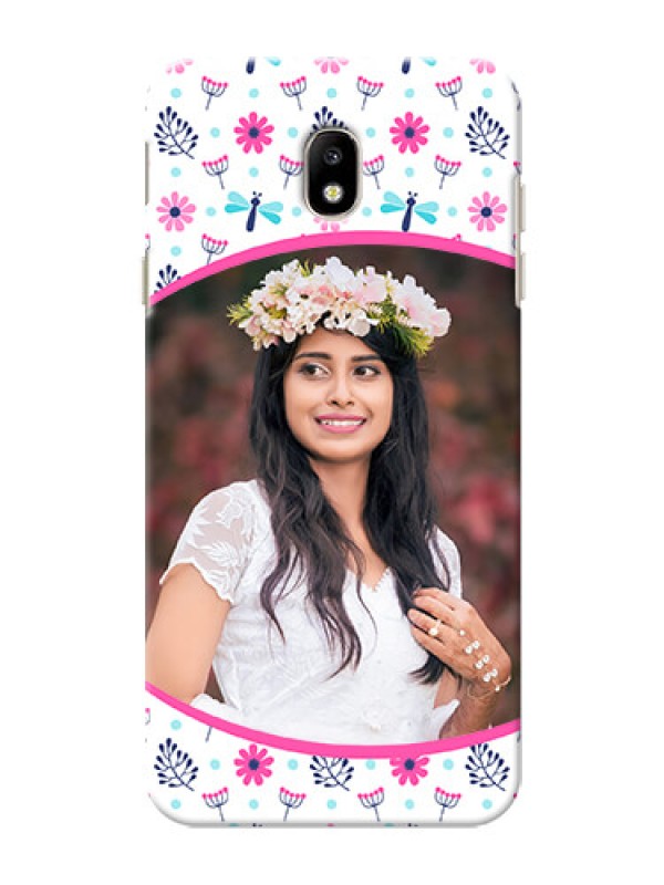 Custom Samsung Galaxy J7 Pro Colourful Flowers Mobile Cover Design